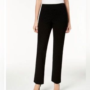 Charter Club Black Velvet Design Slim Leg Nice Pants Size 14 Elastic Waistband